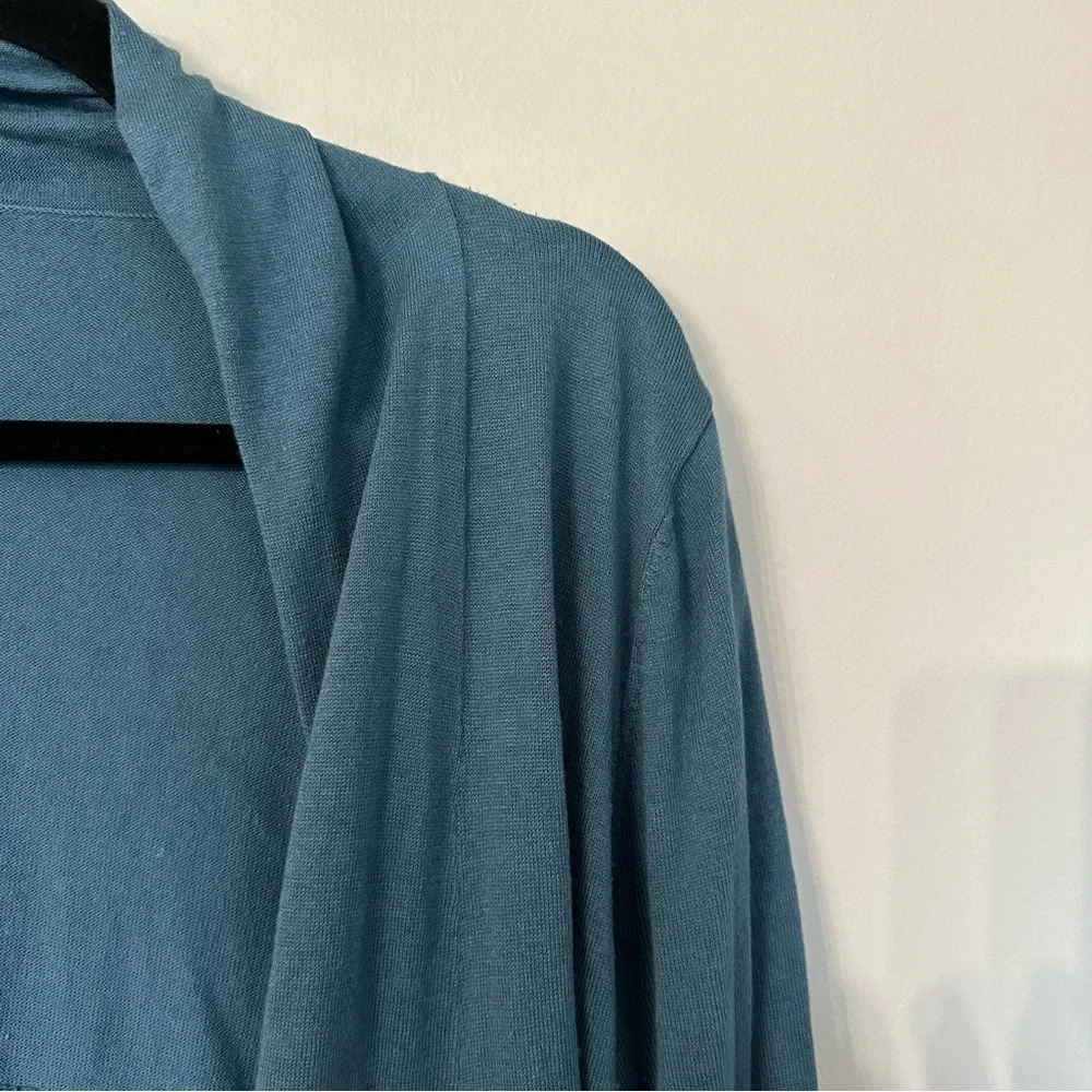 J. Jill Women’s Long Sleeve Blue Silk Blend Open Draped Front Cardigan Sz S GUC - Picture 4 of 7